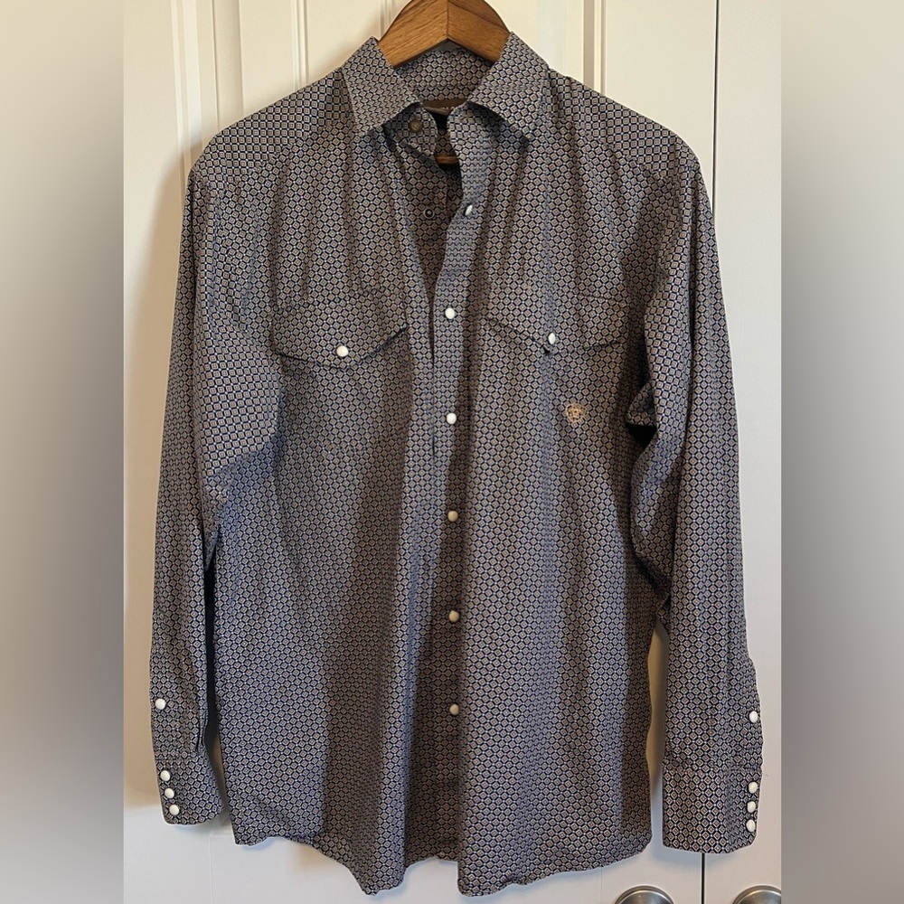 Ariat Men’s Geometric Pearl Snap Long Sleeve Shirt Size Medium